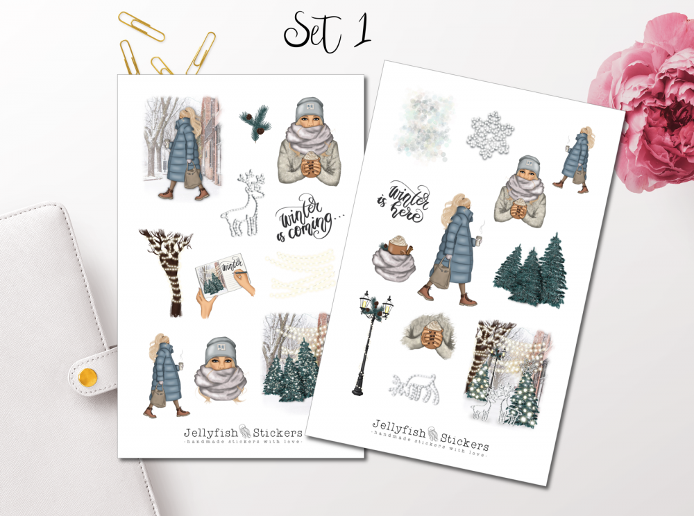 Mädchen Winter Sticker Set